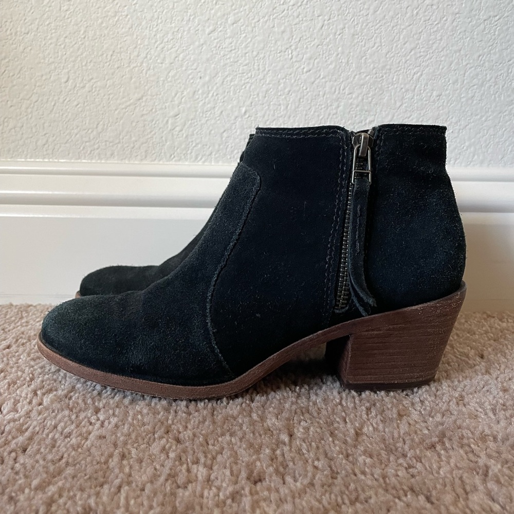 Madewell Black Suede Leather Zipper Ankle Heeled Boots